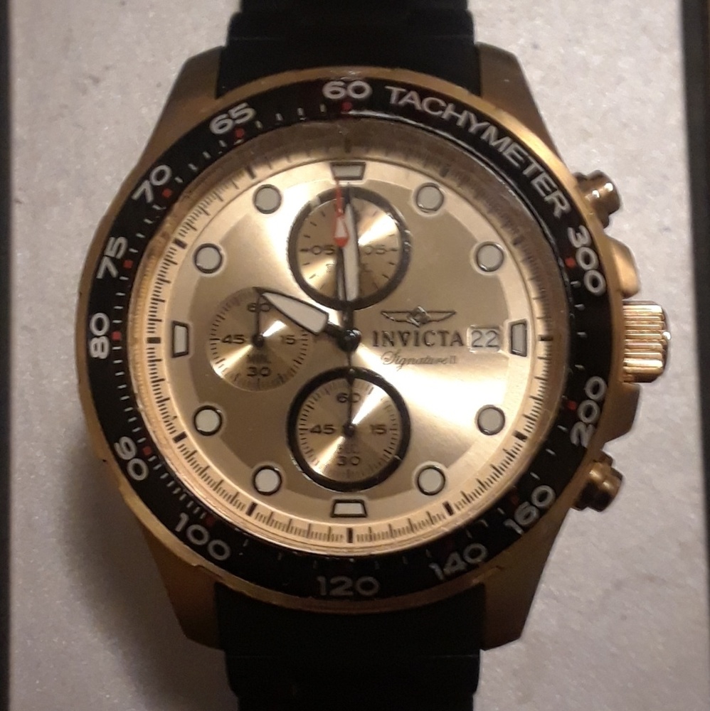 Invicta signature ll chronograph gold tone mens wa